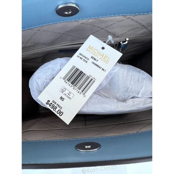 Michael Kors MK Kenly Large Logo Tote Bag -Chambray Multi - Picture 4 of 13